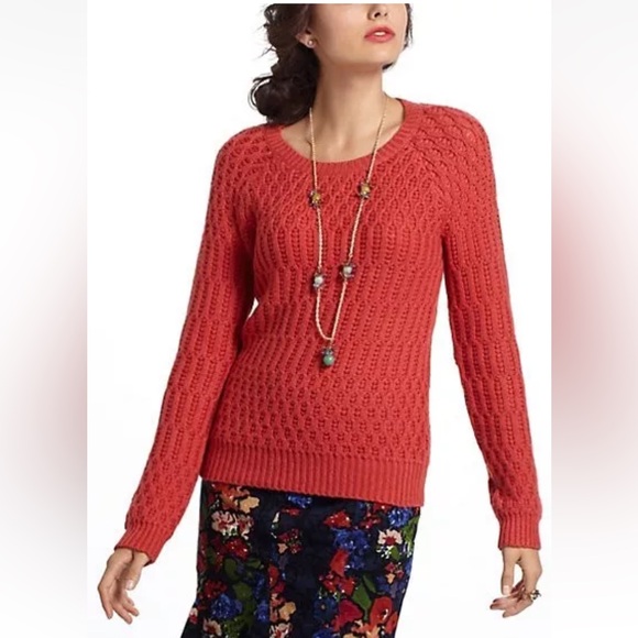 Anthro Sparrow Wool Blend Rust Dark Coral Wool Blend Sweater - Picture 3 of 12